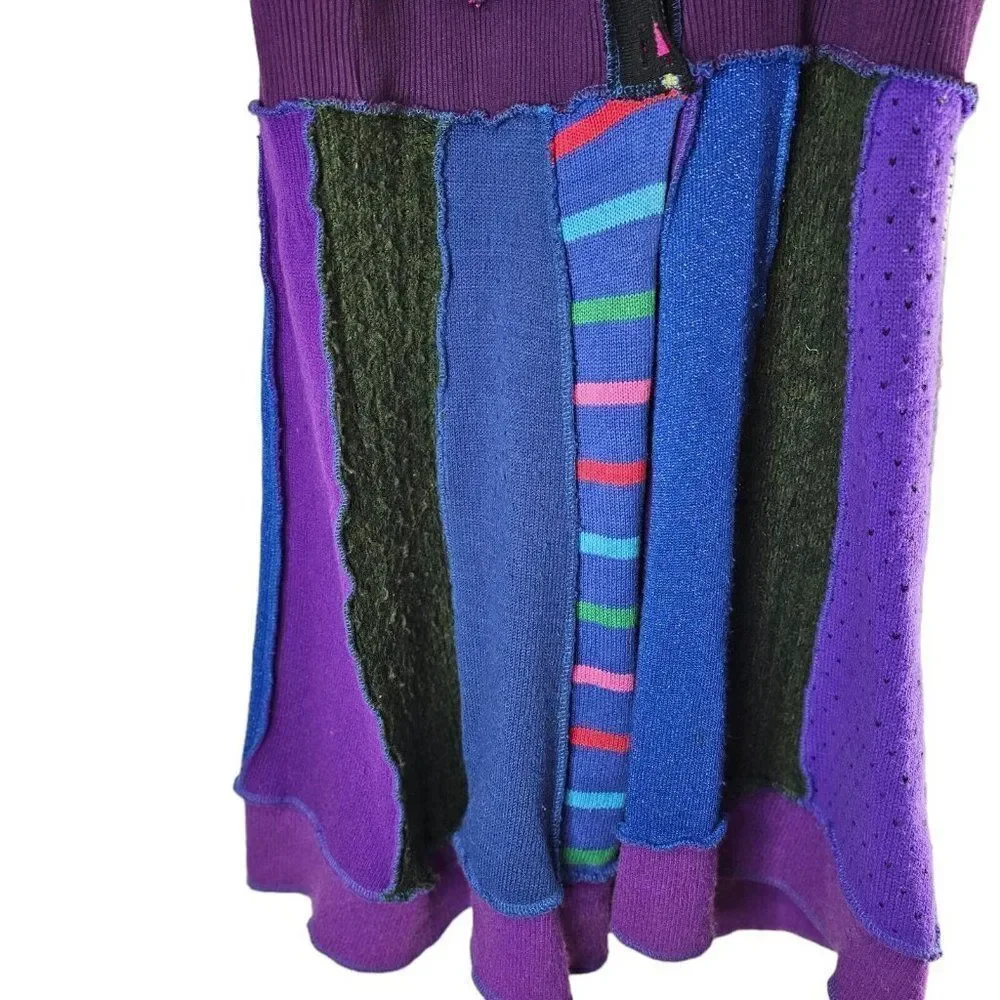 Vintage 80s Mariea Kim Dress Womens Size Large Purple Pink Sweater Art to Wear